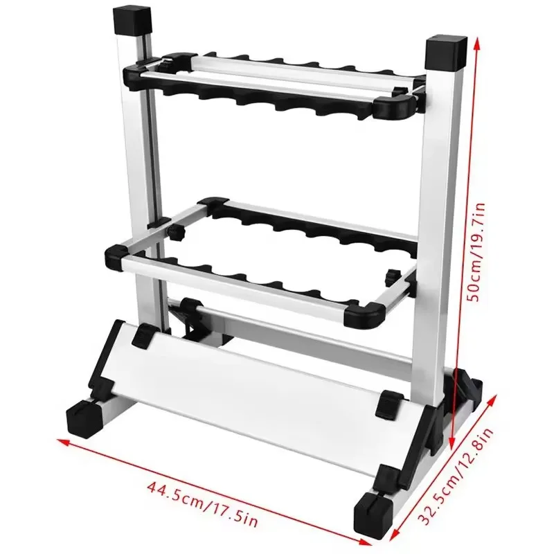 Angelrutenhalter aus Aluminiumlegierung, Ständer für Angelruten, Organizer mit 12/24 Fächern, Angelruten-Zubehör – Detail 8