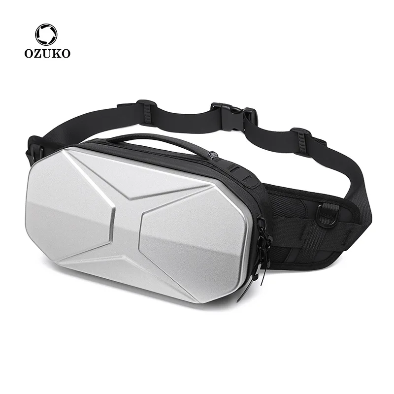 

New Functional Waist Pack, PC Rigid Shell Crossbody Bag, Trendy Waterproof Chest Bag for Men