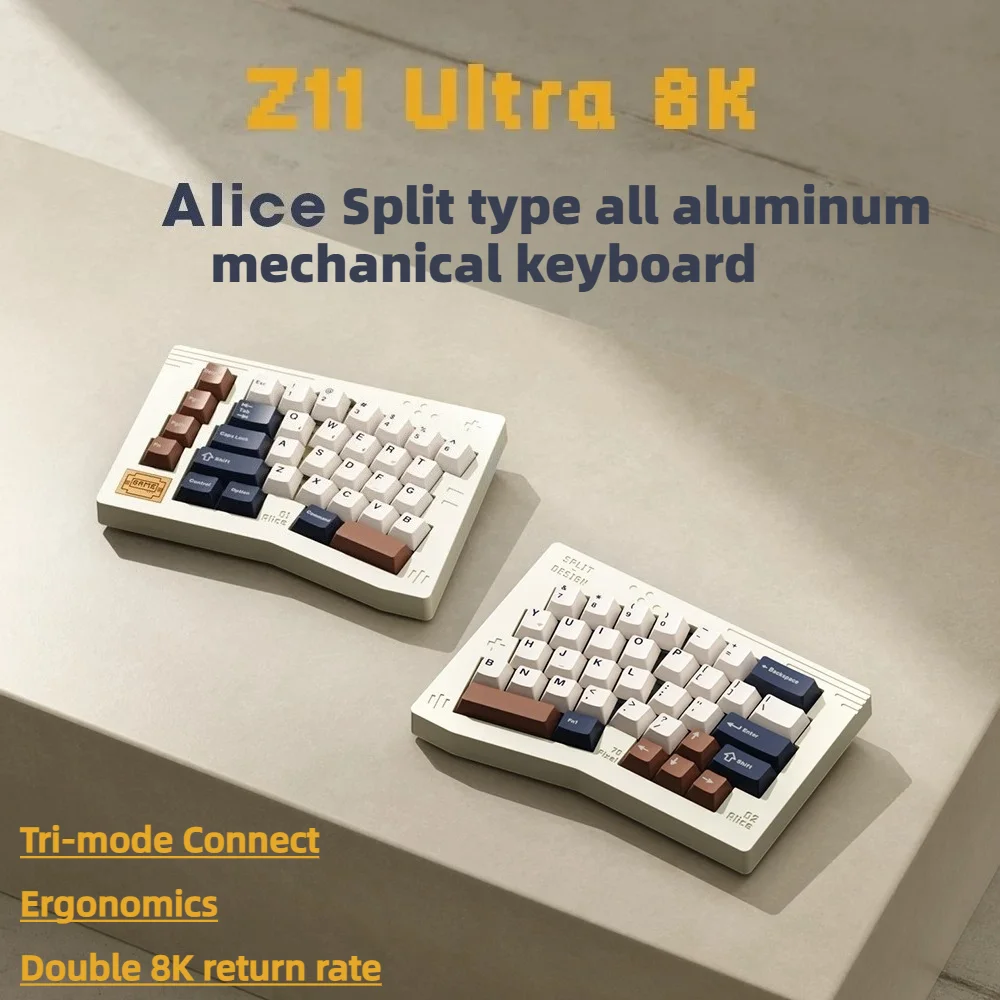 Z11Ultra ALICE Mechanical Keyboard Wireless Bluetooth Dual 8K Aluminum Alloy CNC Esports Gaming Split Keyboard