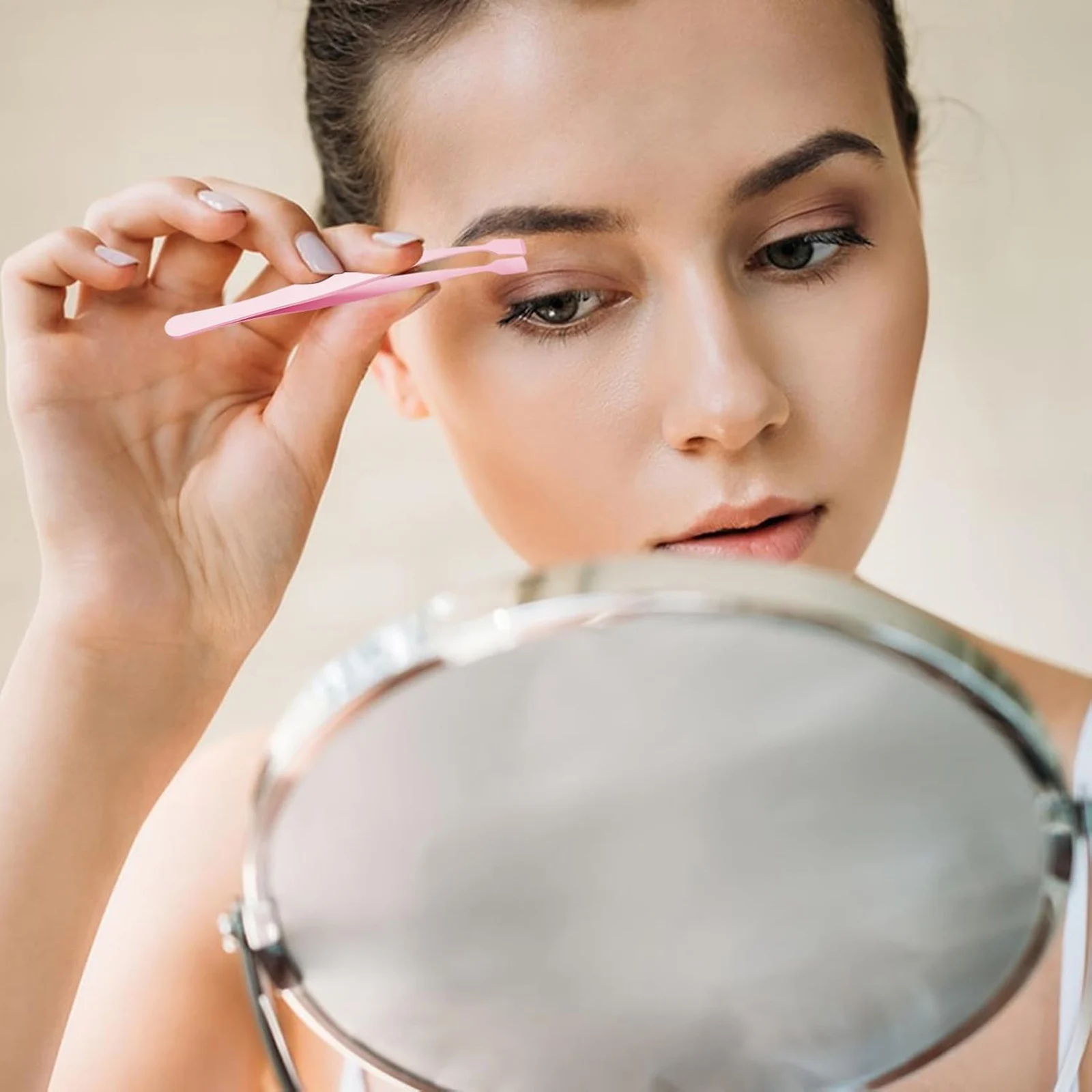 Pincettes à cils à tête plate de haute précision pour cils inférieurs, outils d'extension de cils portables pour débutants, acier inoxydable de 11.8cm