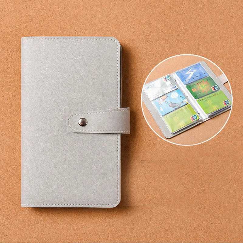 96 Slots Card Holder Vintage Large Capacity Women Men Business Bank Credit Card Bag Male Coin Pouch PU Leather Zipper Wallet