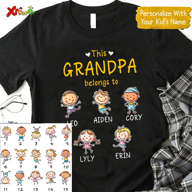 Personalized This Grandpa Belongs To Grandkids National Grandparents Day Shirt Grandma Daddy Mommy Father Day Mother Day Gift