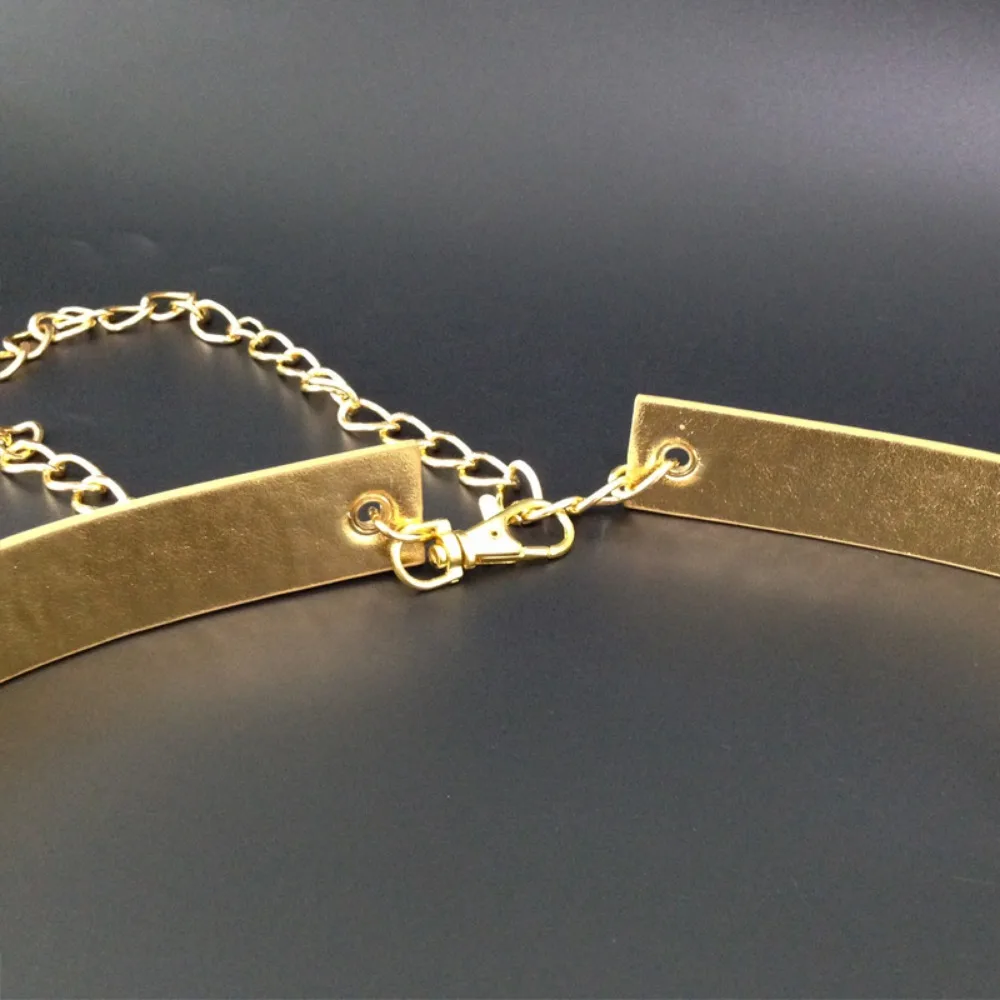 Women shiny simple gold belt