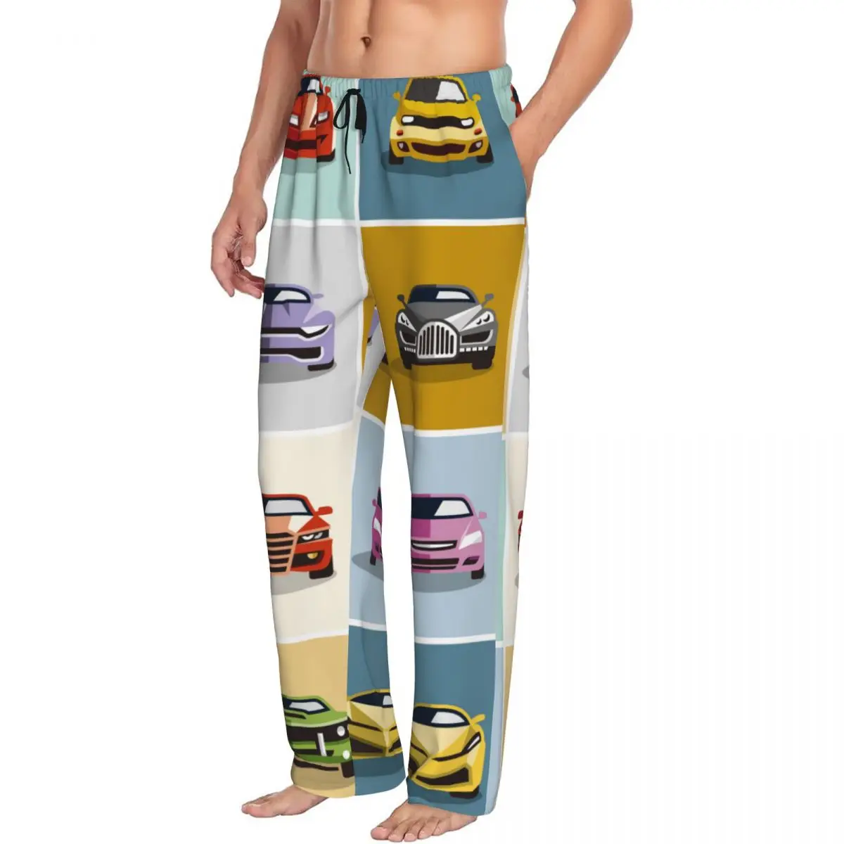 Pantalones de pijama con dibujos animados de coches para hombre, ropa de dormir masculina