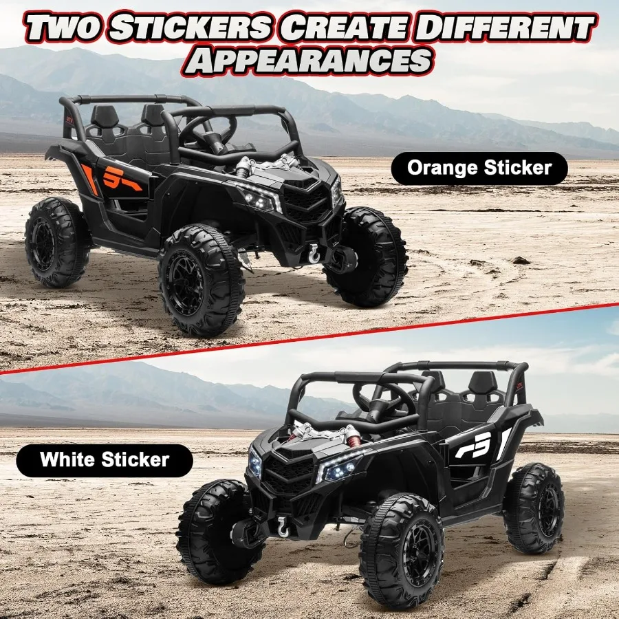 รถยนต์เด็กนั่งขับ 24V พร้อมรีโมทคอนโทรล, รถออฟโรด UTV ใช้พลังงานแบตเตอรี่, มอเตอร์ 4x150W, โช้คอัพ 4 ตัว, ความเร็วสูงสุด 4.5 ไมล์ต่อชั่วโมง, สีน้ำเงิน