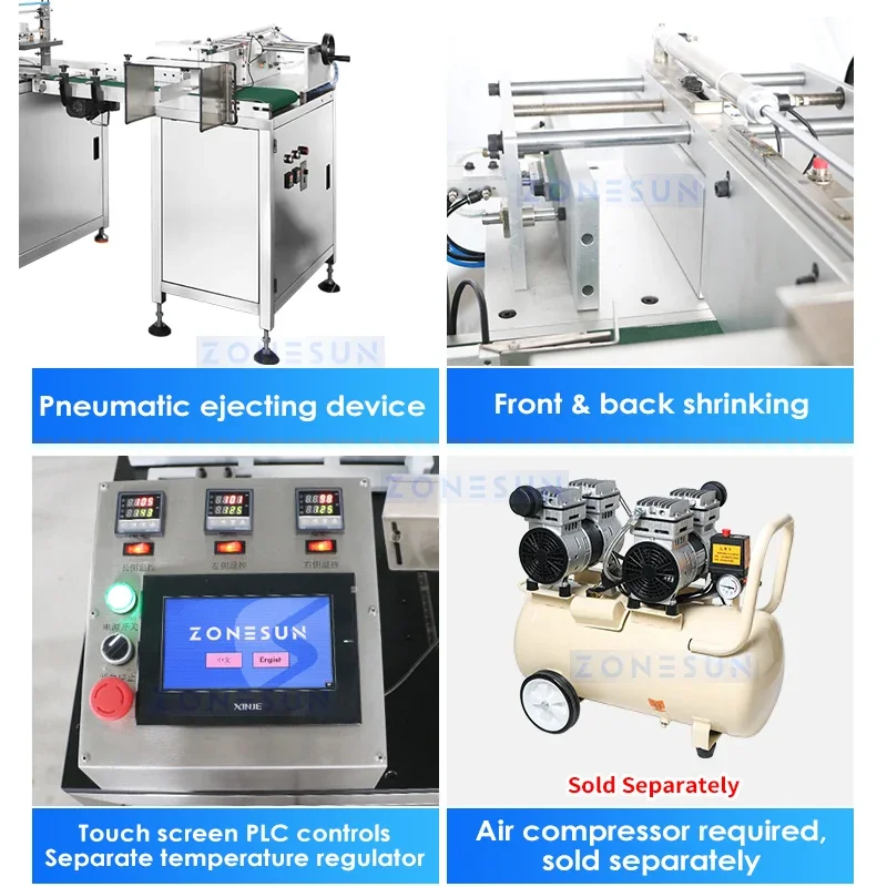 ZONESUN Automatic Cellophane Wrapping Machine Cello Wrapper Sealer Boxes Overwrapping Product Packaging Equipment ZS-MSFM750A