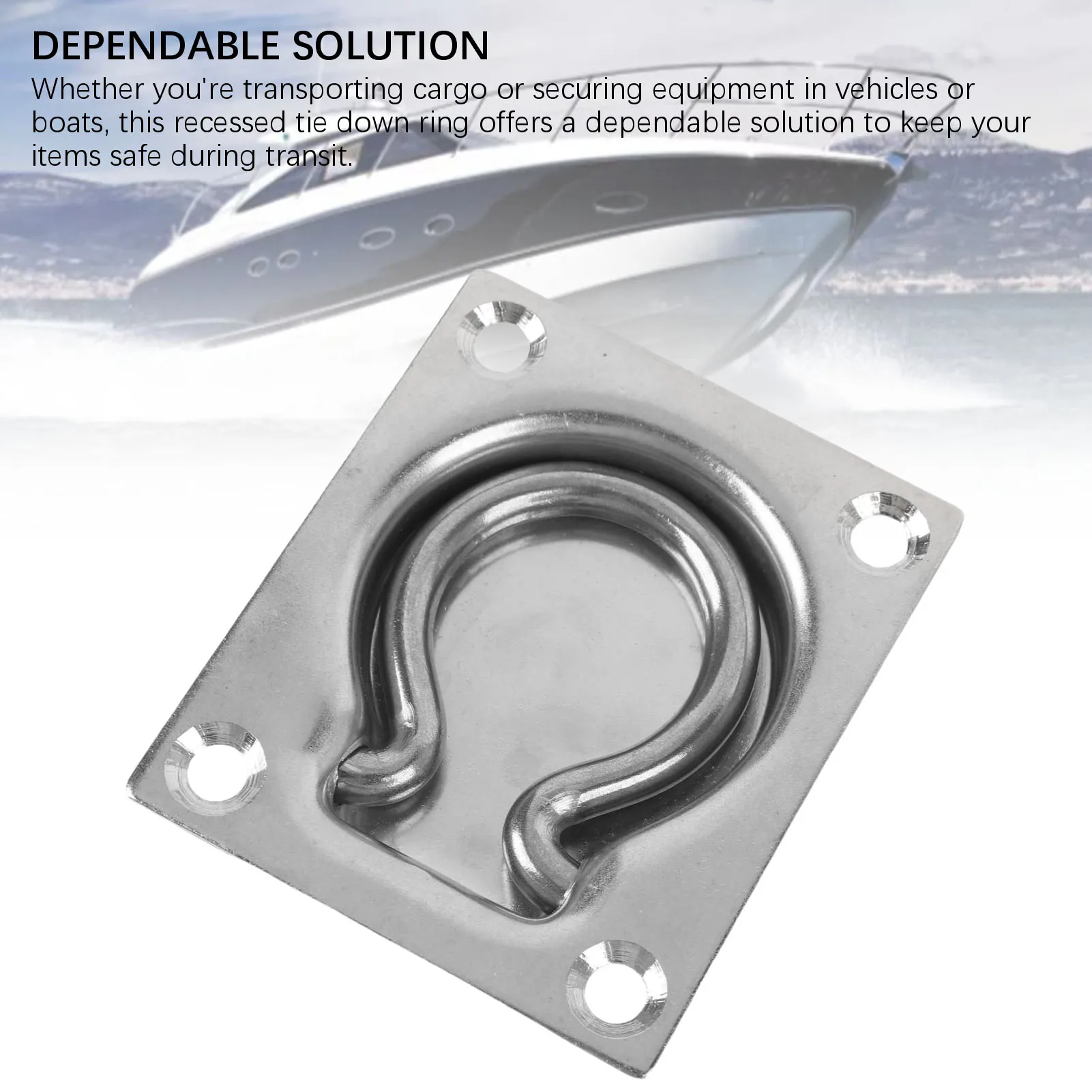 Recessed Tie Down  304 Stainless Steel Secure Point Flush Mount Trailer Tie Down Hook for Truck Boat Trailer Tie Down