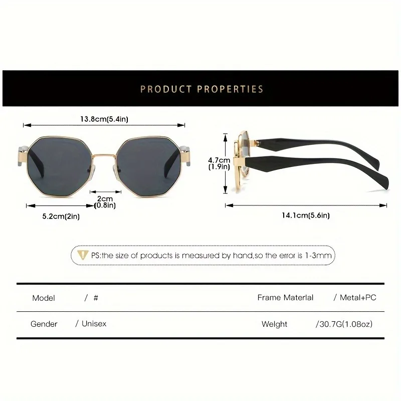 Neue Retro-Metallrahmen Polygonale Metall-Retro-Rundbrille, Modische und Trendige Sonnenbrille – Detail 7