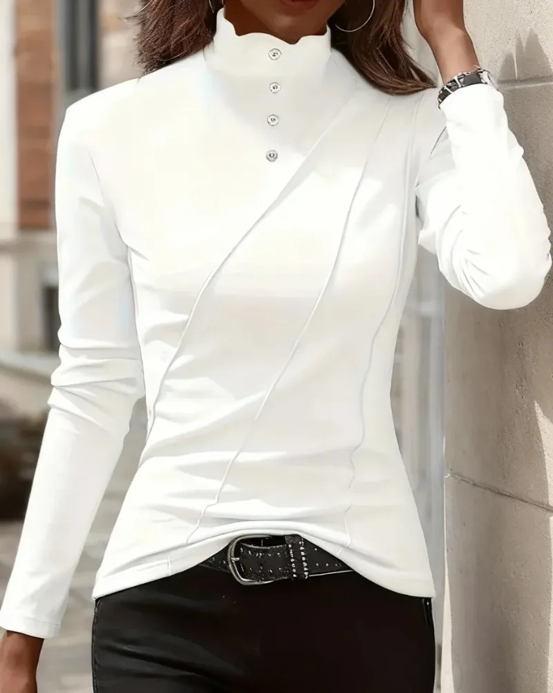 

Футболка с длинным рукавом для отдыха на выходных, элегантная повседневная женская футболка, модная свободная футболка, женская темпераментная футболка