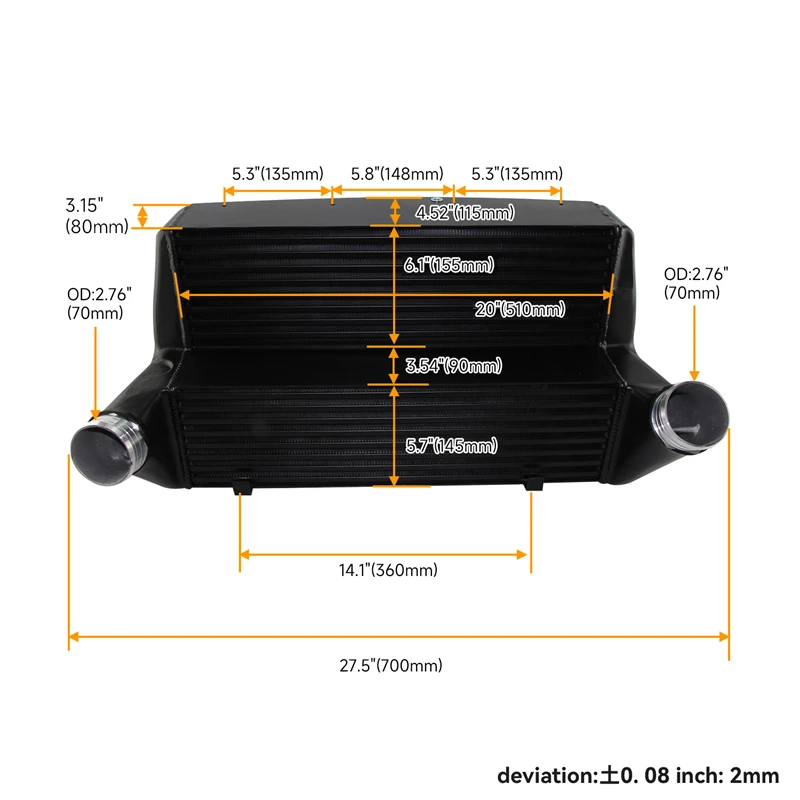 For EVO3 BMW Intercooler Competition High Performance 335i E90/E91/E92/93 2006+ 335is E92 135i E82/E88 1erM E82 N54&N55 Engine