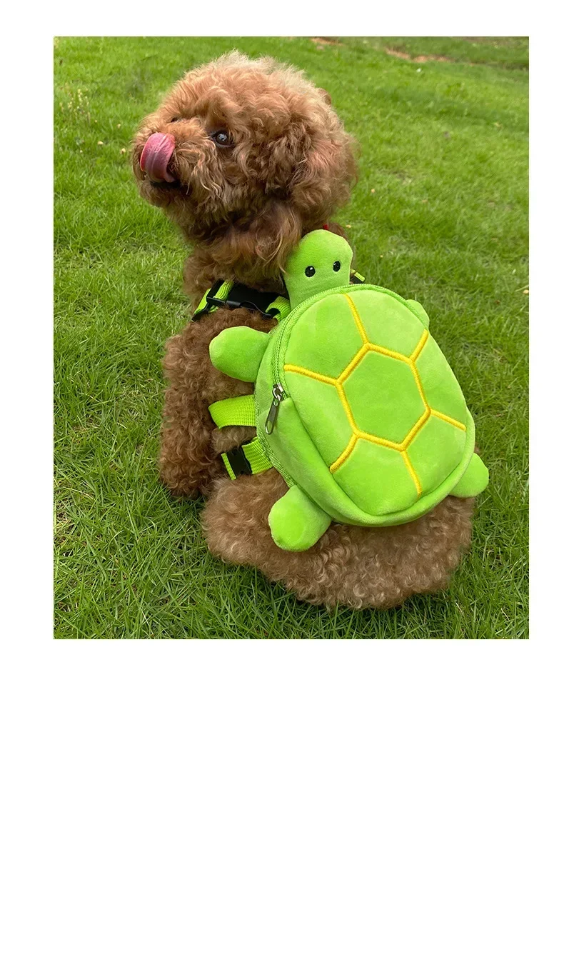 1 x süßer Haustier-Rucksack mit Schildkrötenmotiv, verstellbares Brustgeschirr mit Leinenhalter für kleine und mittelgroße Hunde, Katzen, zur Aufbewahrung von Leckerlis für Spaziergänge im Freien – Detail 11