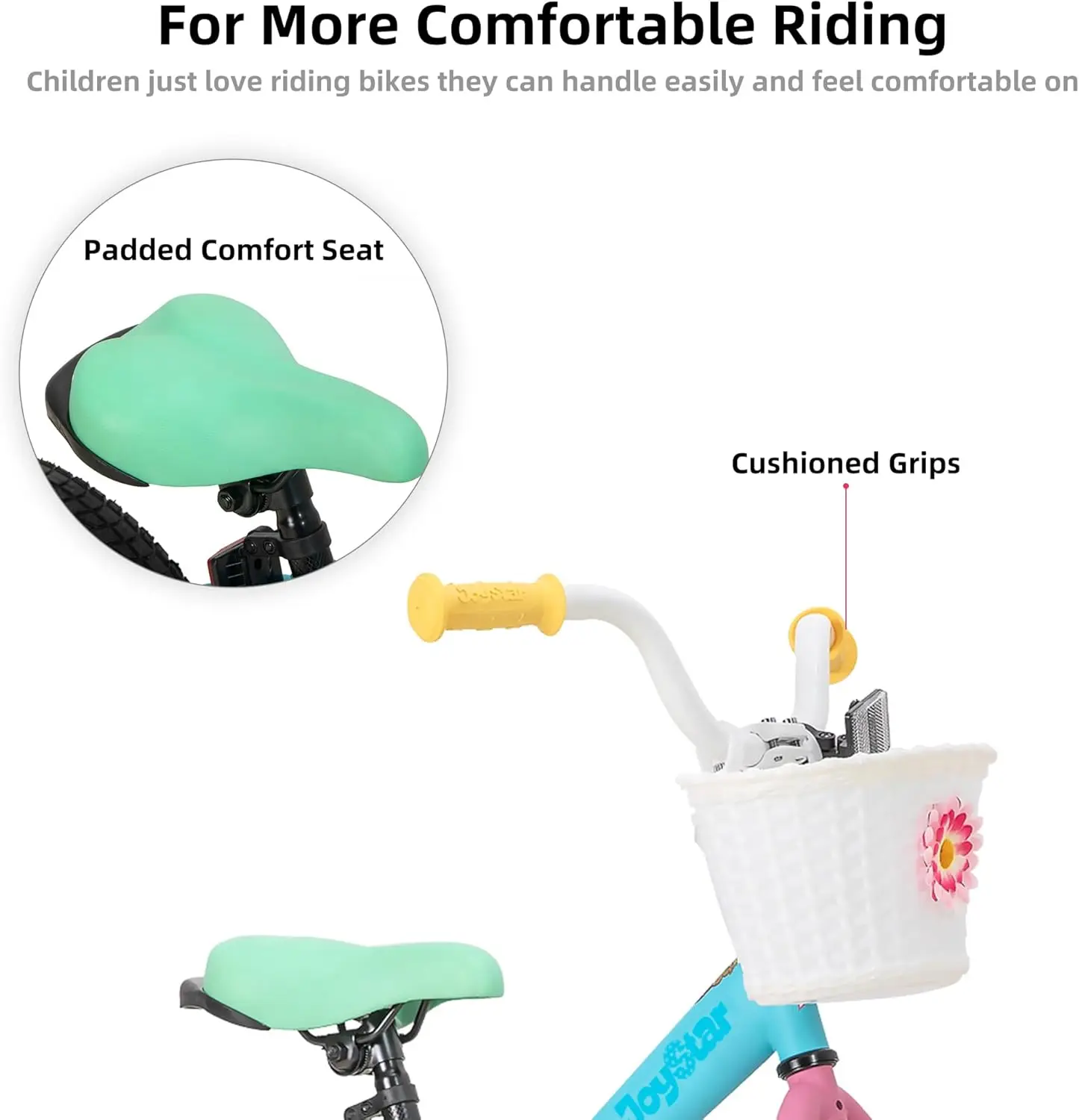 Vélo arc-en-ciel pour enfants avec roues d'entraînement, vélos pour tout-petits, filles de 2 à 7 ans, 33 à 53 pouces de haut, 12 po