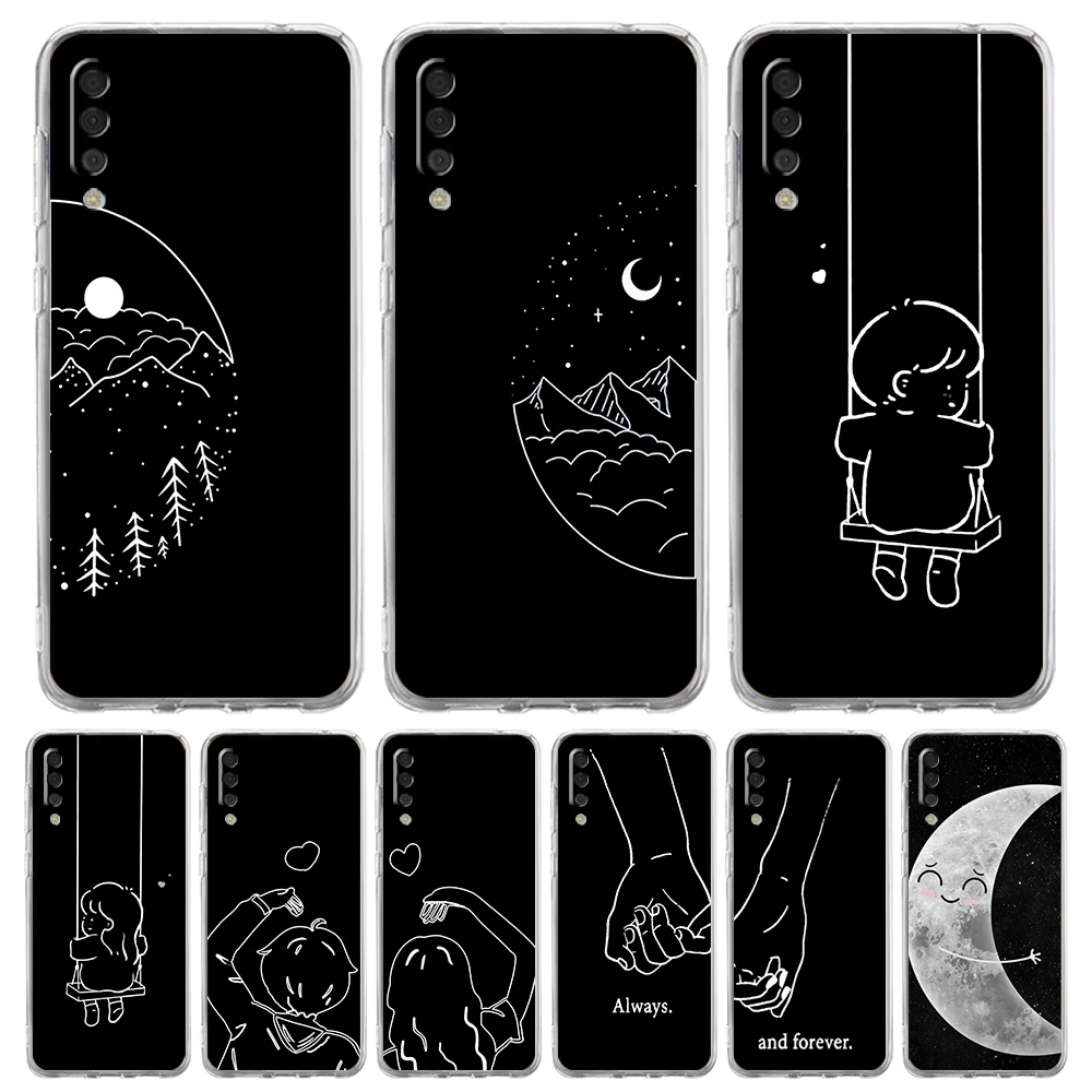 Couple Aesth sun moon Case For Samsung A16 A14 A12 A22 A32 5G A34 A42 A52 A54 A50 A70 A30 A40 A20E A10S A20S A02S A04S A06 Cover