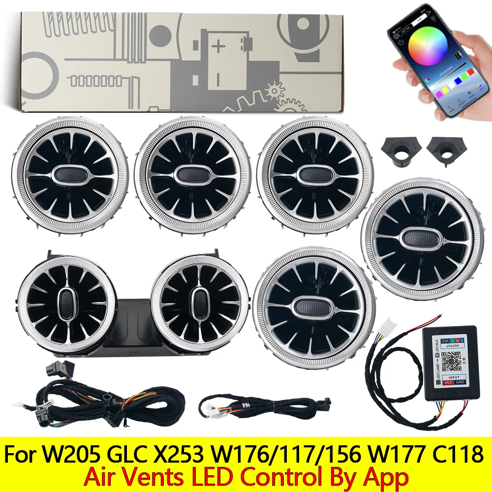 For Mercedes Benz C/A W205 GLC X253 CLA GLA W176 W117 W156 W177 C118 Led Turbine Nozzle Ambient Light Air Vent Lamp App Control