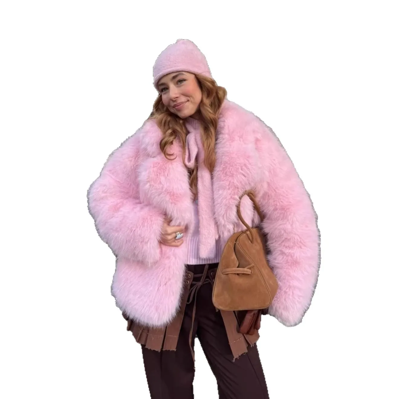 

European and American soft fluffy fox fur coat playful sweet fluffy coat warm short imitation fur coat women