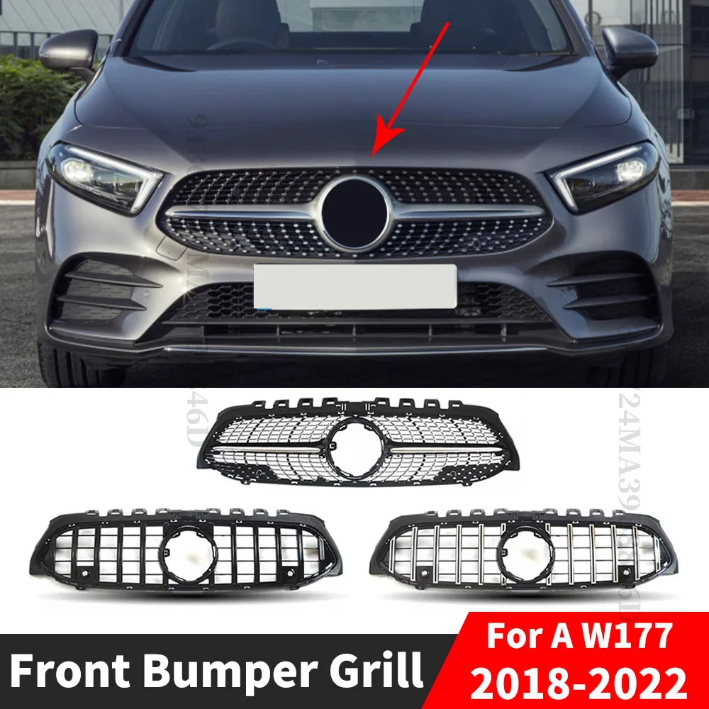 Front Grille Racing Grill Mesh Tuning Accessories For Mercedes A Class A45 W176 2013 -2018 2019+ A180 A200 A260 GT Diamond Style