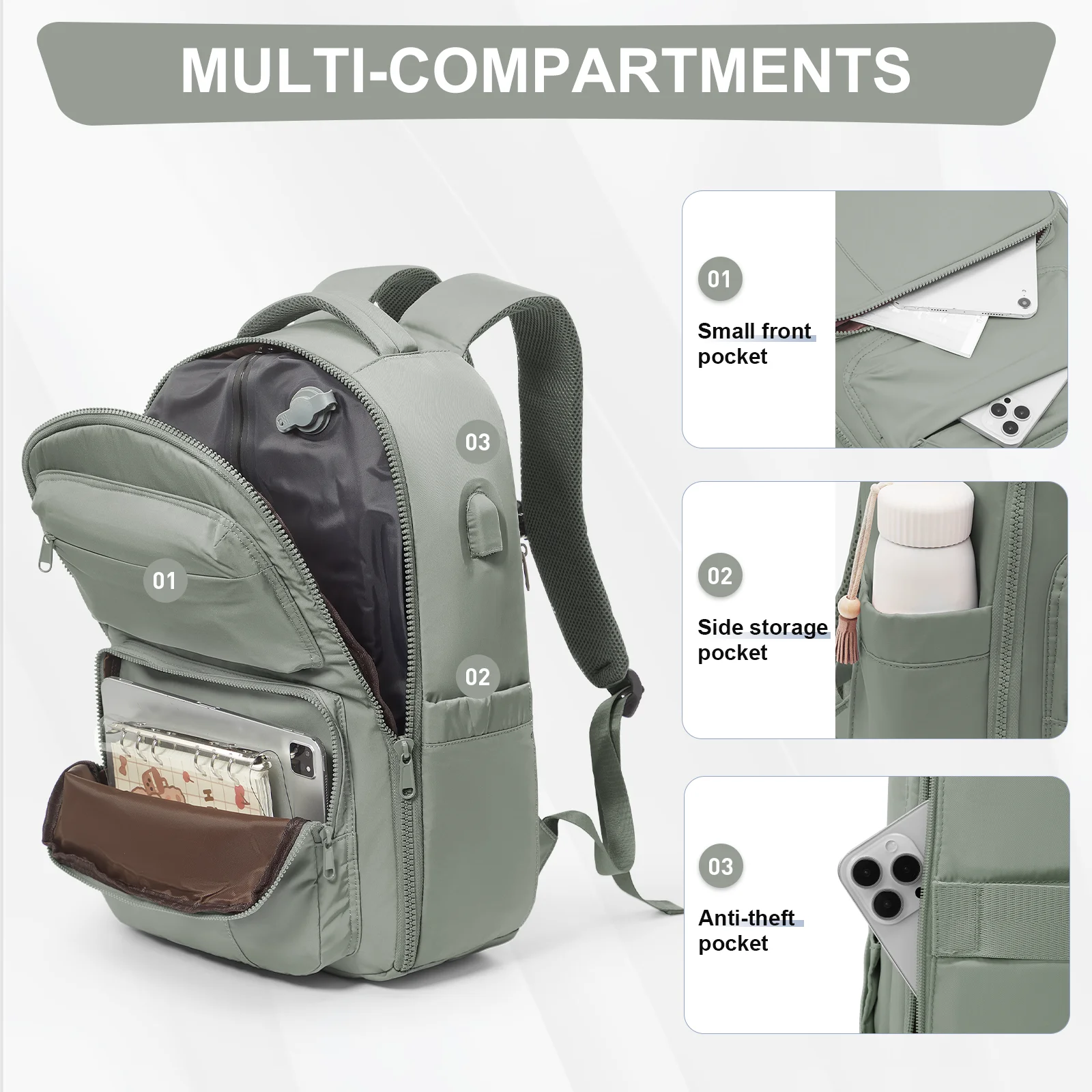 Women's Backpack, Vacuum Seal Travel Backpack Laptop Bag Compression Carry-On Travel Backpack Multi Functional Large Capacity