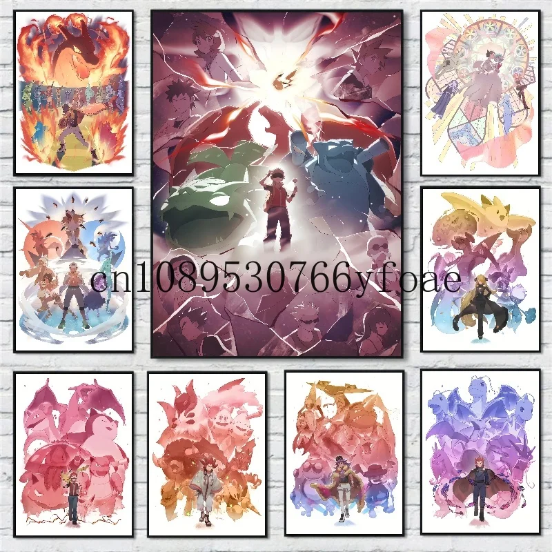 

Classic Japanese Anime Pokemon Poster Peripheral Decor Charizard Blastoise Wall Art Canvas Painting Modern Room Decorate Picture
