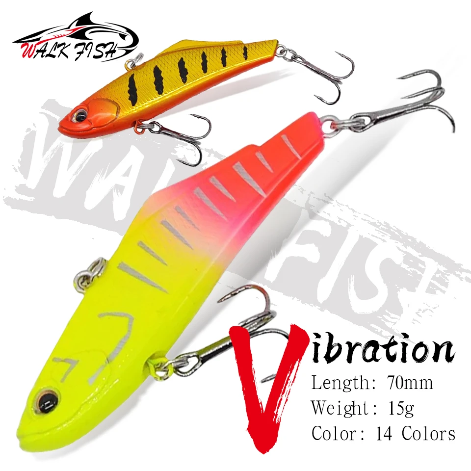 WALK FISH, 1 шт., 70 мм, 15 г, вибрирующая пластиковая приманка для рыбы, тонущая жесткая приманка, рыболовные снасти, жесткая бионическая искусственная приманка