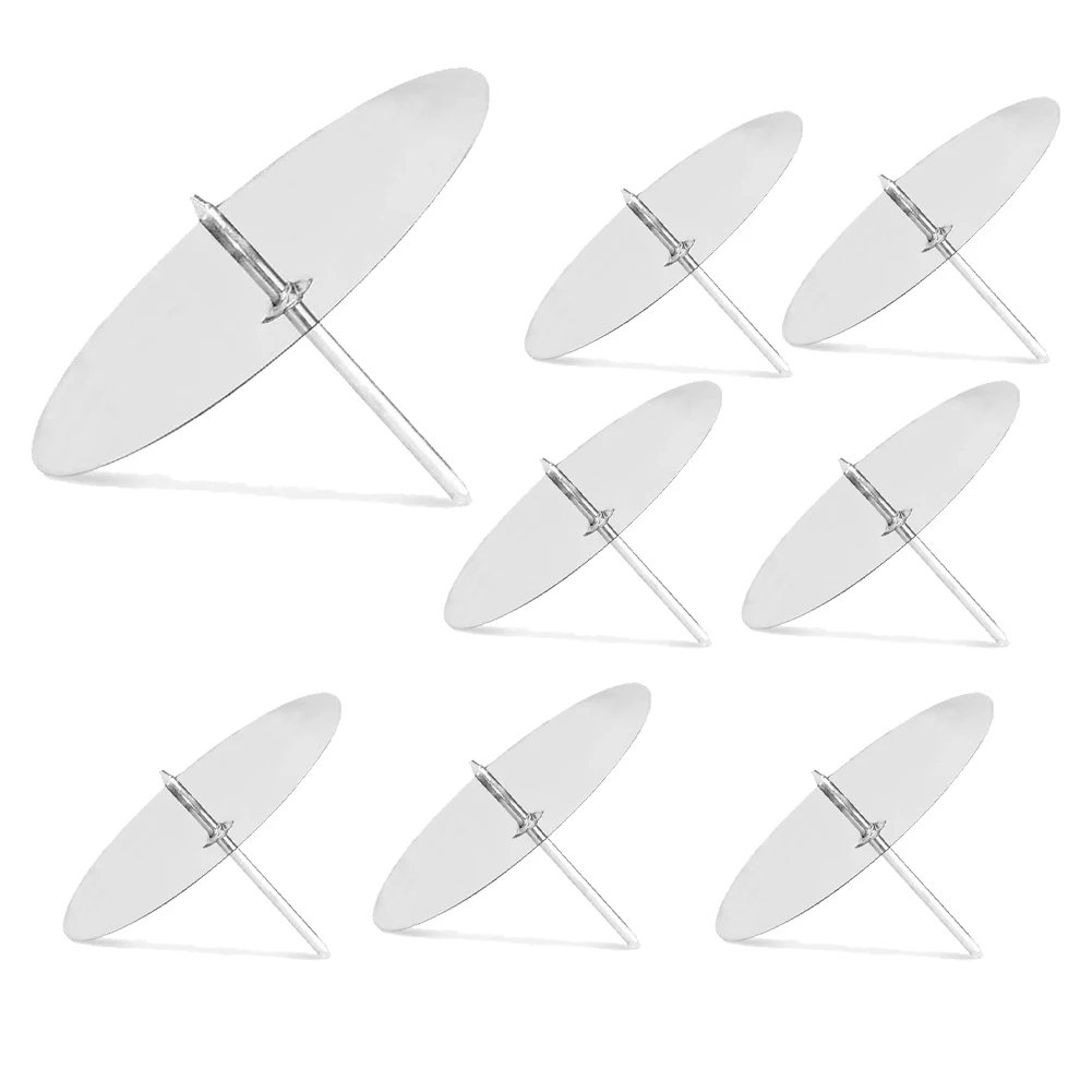 8 Pcs 8 Cm Advent Candle Holder Metal Candle Holder Christmas Candle Plate With Spike Silver-AT64