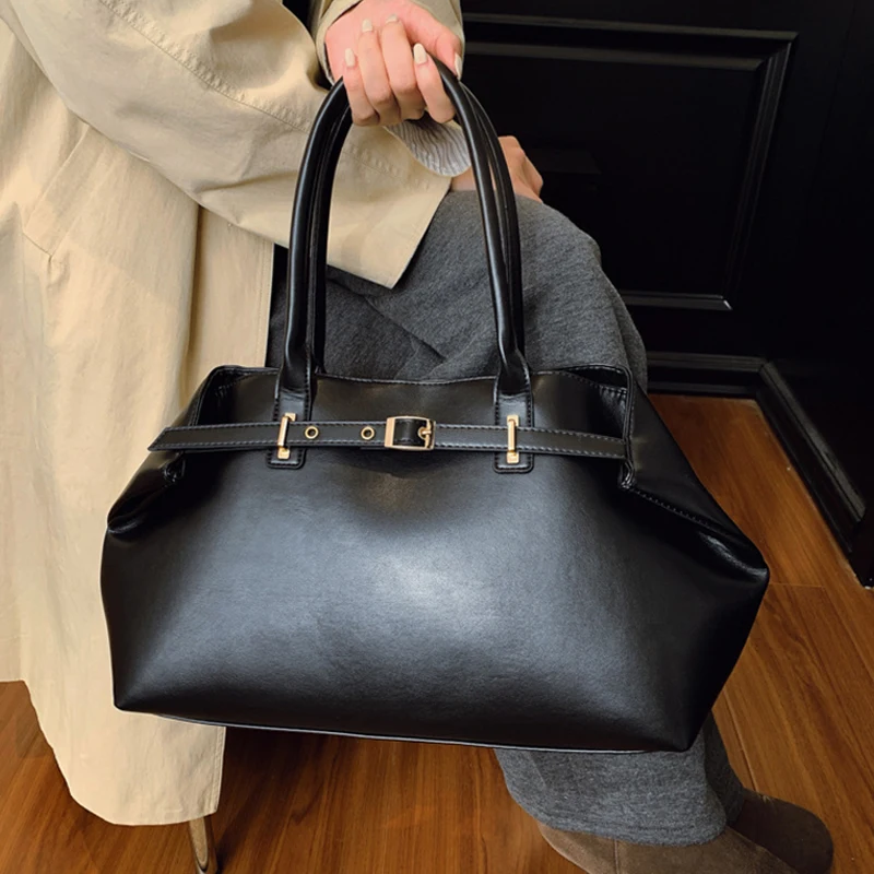 

Luxury Irregular Briefcase Women's Handbag Belt Buckle Design Large Capacity Shoulder Bag Fashion Pure Color Casual Underarm Bag