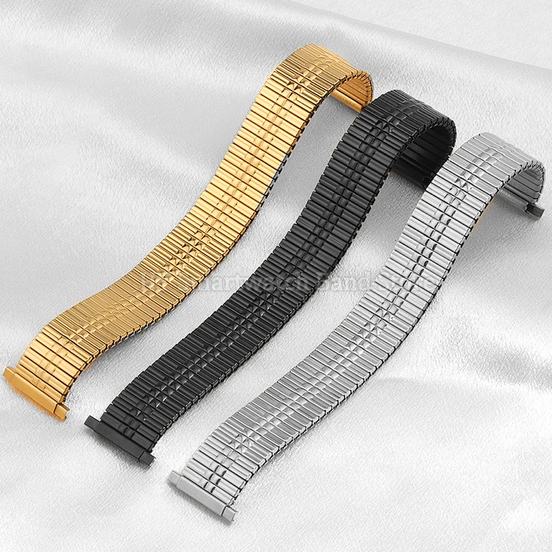 16-22mm Stainless Steel Watch Strap for Men Women Stretch Expansion Strap Adjustable Elastic Strap Metal Bracelet Accessories