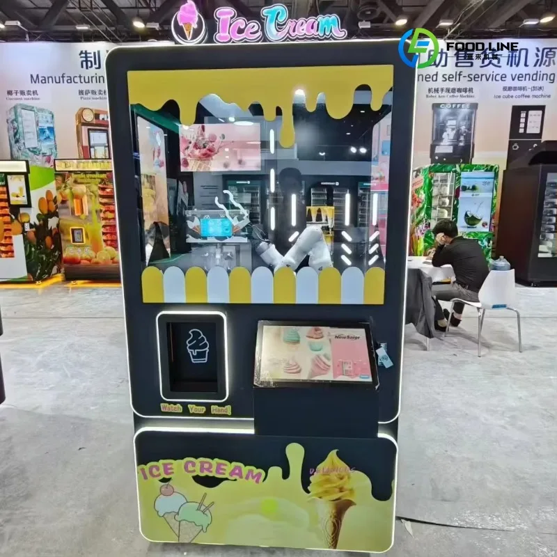 2026 New FL Customized Fully Automatic Robotic Ice Cream Machine Smart Vending Robot with 24H Operation for Mall