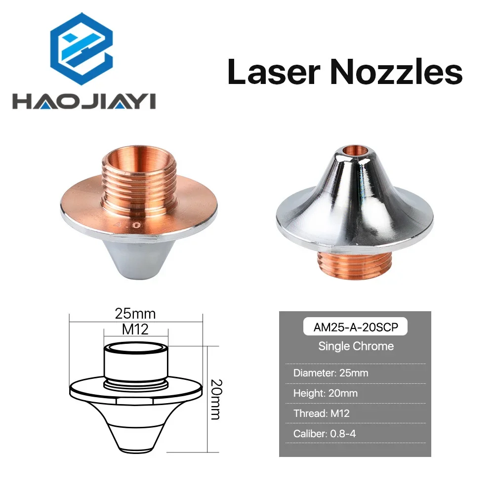 OEM Amada Single Layer Double Layer Nozzles Dia 25mm H20 M12 Caliber 0.8-4.0mm for Fiber Laser Cutting Head