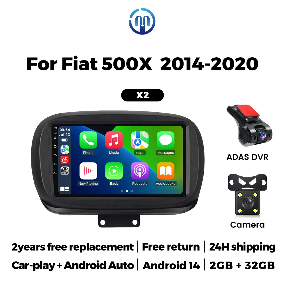 MEKEDE Android Auto autoradio multimediaspeler voor Fiat 500X 2014-2020 auto slimme systemen voor Apple Carplay FM GPS SWC BT WIFI