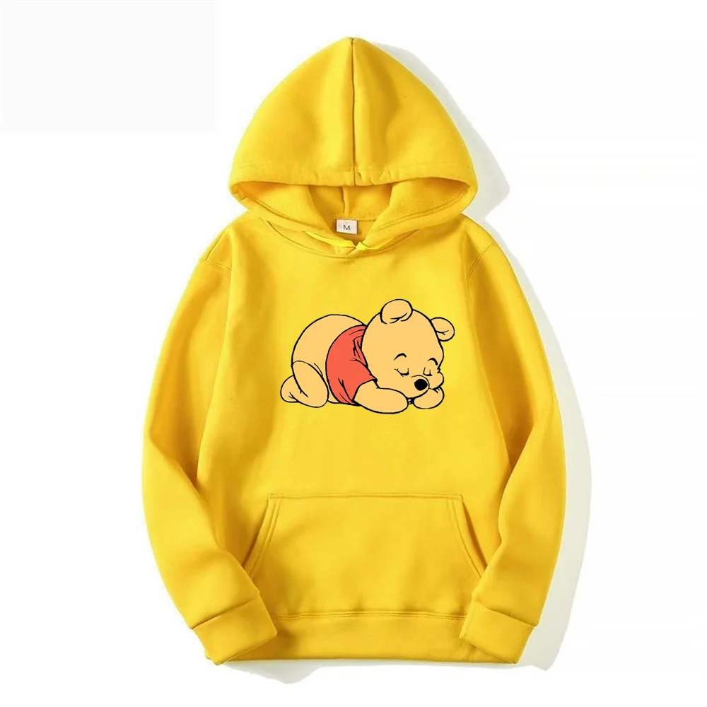 Moletom feminino com capuz disney, manga comprida, desenho kawaii, capuz de urso Pooh, novo, primavera e outono 2022