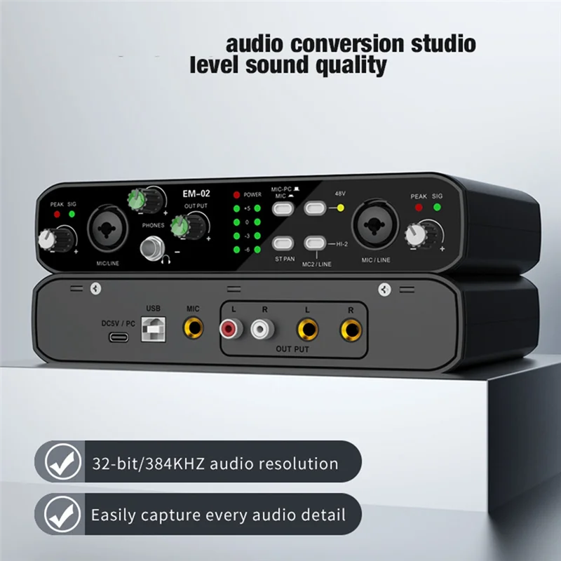 

A99E-Микшер звуковых карт, внешний USB-компьютер, высокая частота дискретизации без драйверов, небольшой дизайн для прямой трансляции, гитары