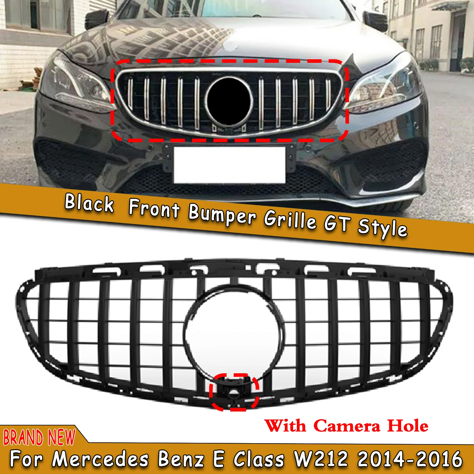 

Car Front Grill Grille Upper Bumper Hood Mesh For Mercedes Benz E Class W212 E200 E250 E300 E350 E400 E550 2014 2015 2016