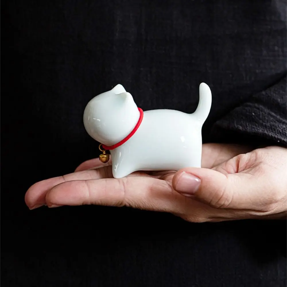 Ceramics Faceless Cat Crafts Model Modern Art Ornaments Lucky Cat Bell Figurines Handmad Luxury Style Animal Feng Shui Decor