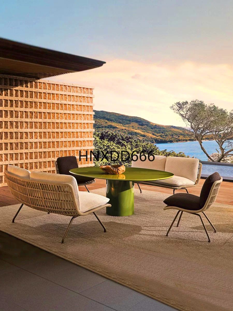 Balcony leisure single sofa coffee table combination rattan