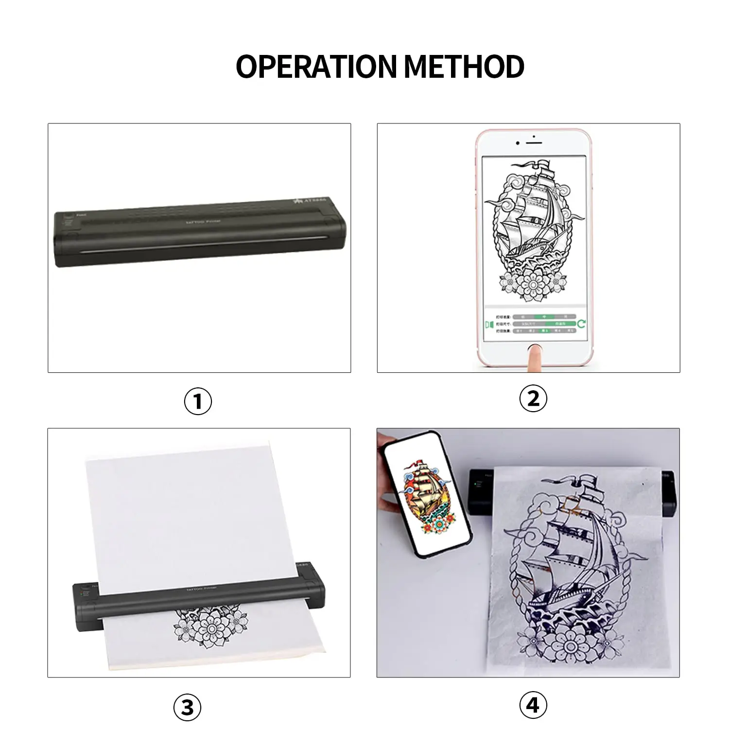 ATS886 Portable printer Tattoo Cordless Tattoo Stencil Printer Rechargeable Bluetooth Tattoo Printer Tattoo Transfer Machine