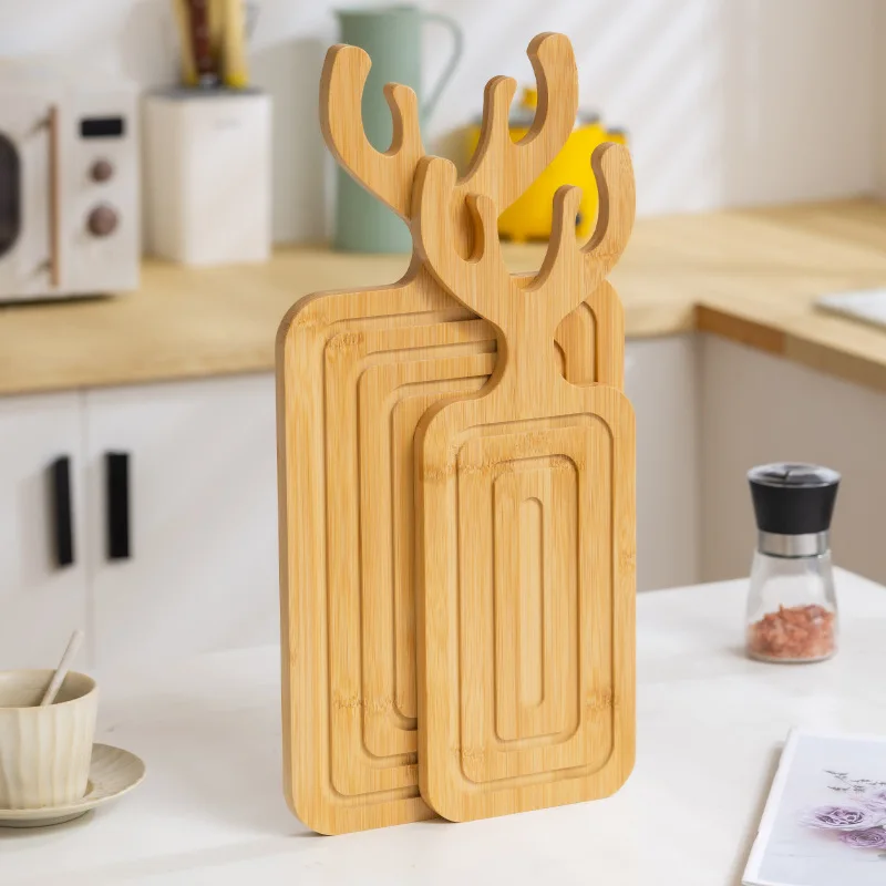 

Cross border Christmas wooden tray, antler Western dish pizza dish, family restaurant coffee table Dim sum bread dish