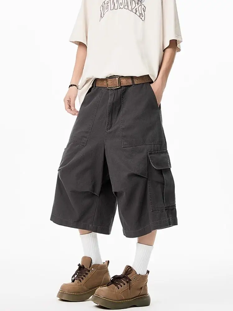 

American Retro Men's Casual orts Seven kets Loose Straight Leg Workwear Summer New Sle Trendy Brand Breathable Youthful