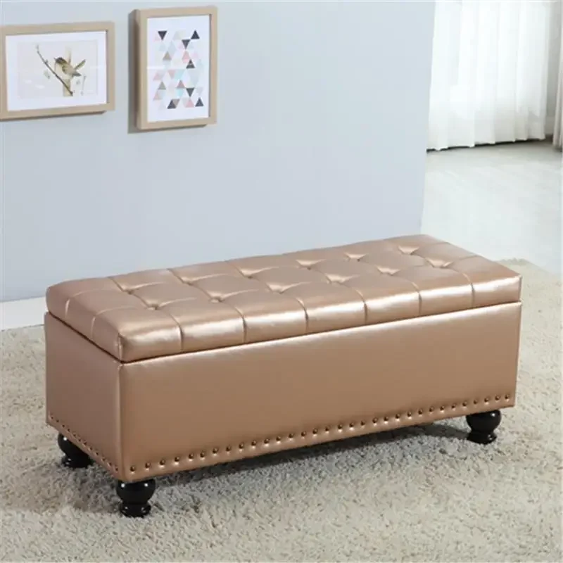 European Bedside Sofa Ottomans Bench for Sitting Shoe Changing Stool Shoe Cabinet Storage Fitting Room Solid Wood Storage Box