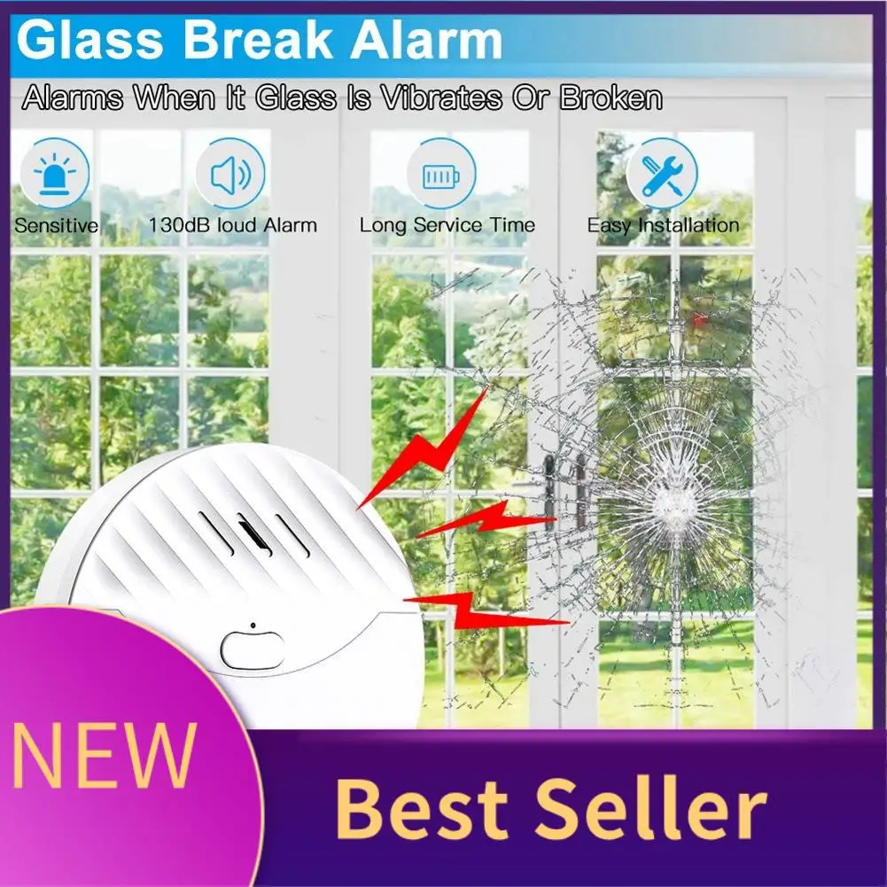 

M07K-Tuya Smart Wifi Alarm Door And Window Vibration Sensor Security Protection Alert Works With Alexa, Smart Life