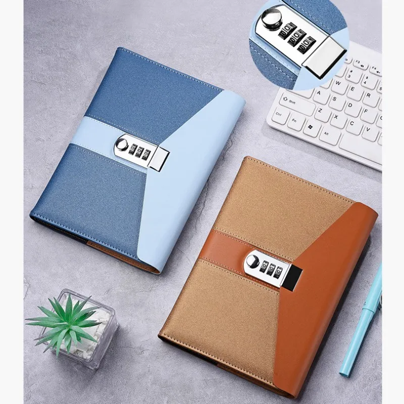 A5 Password Notebook With Lock Sparkling Leather Notebook Girls Office Study Diary Notepad Planner Stationery Personal Journals