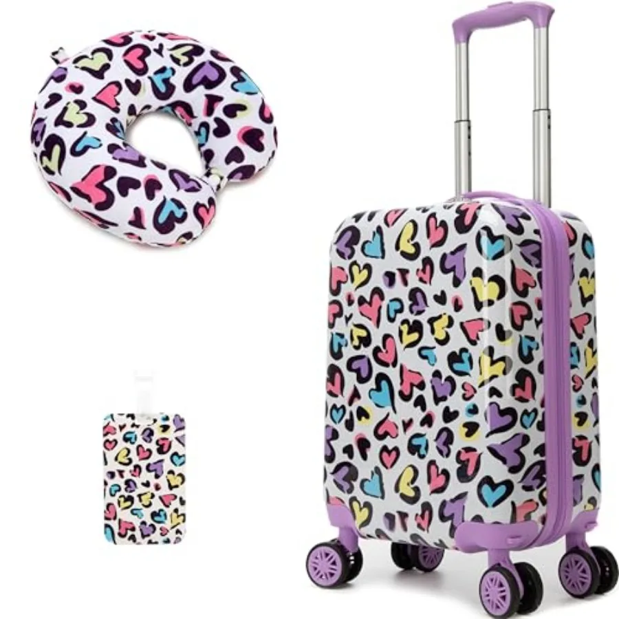 

Luggage with Spinner Wheels Carry on Suitcases for Girls 2 Pcs Luggage Sets 16" Toddler Suitcase for Rolling Suitcase Airline A