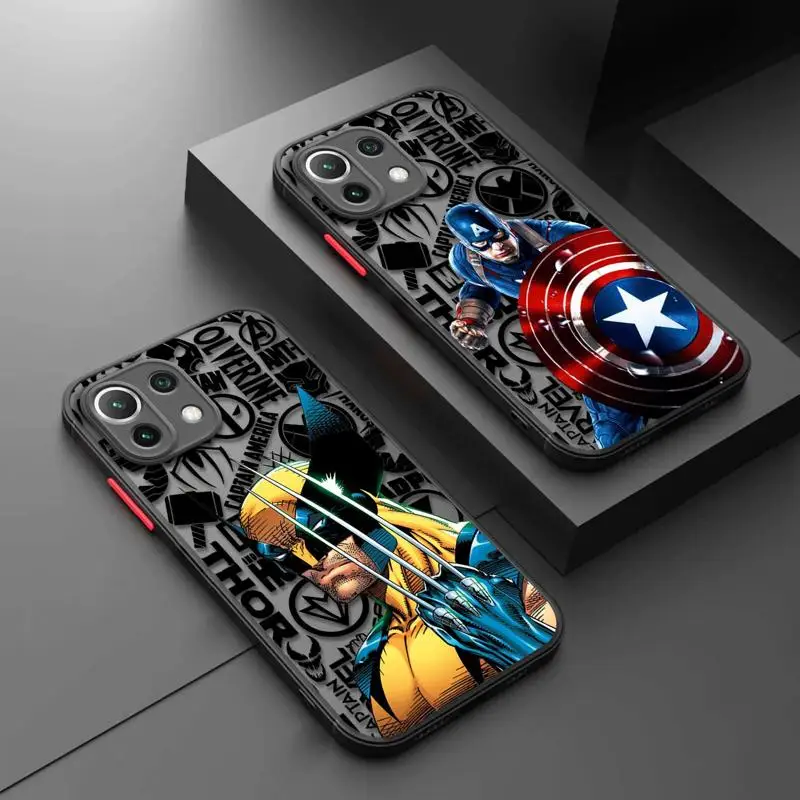 Matte Case for Xiaomi Poco X3 NFC X4 X5 pro Cover for Mi 14 11 12 13 for Redmi 13C Note 13 pro Marvel Wolverine Captain America