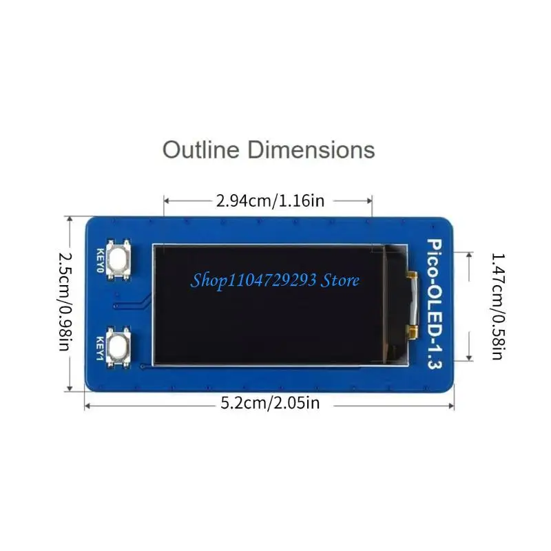 Y2GD 1.3 inch OLED Display Screen for RaspberryPiPico, 64×128 Pixel, 4-wire SPI and I2C interfaces 3.3V Operating