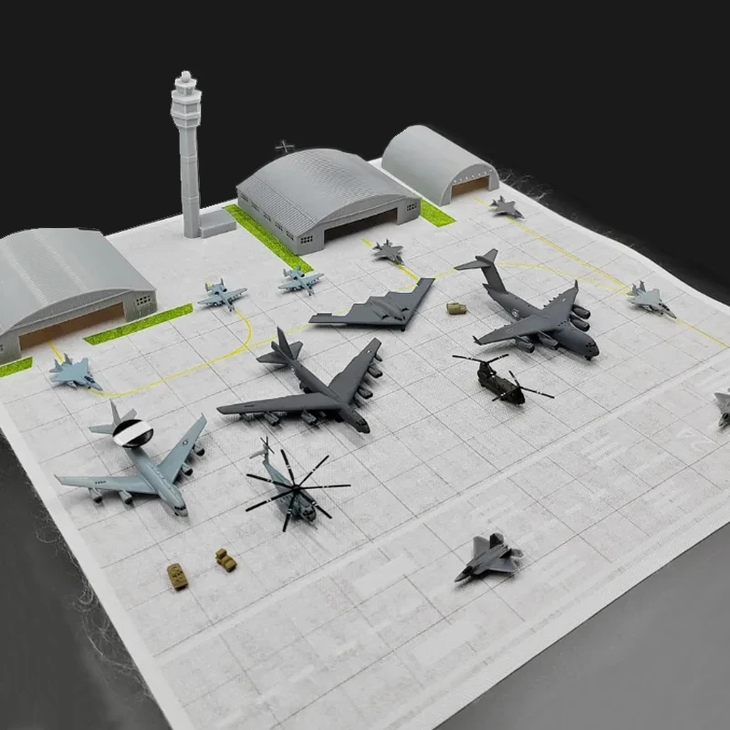 

1Set 1/700 Scale Aircraft Model Scene Kit Resin Airplane Hangar 30x30cm Platform Cloth Miniature Air Force Base DIY Accessories