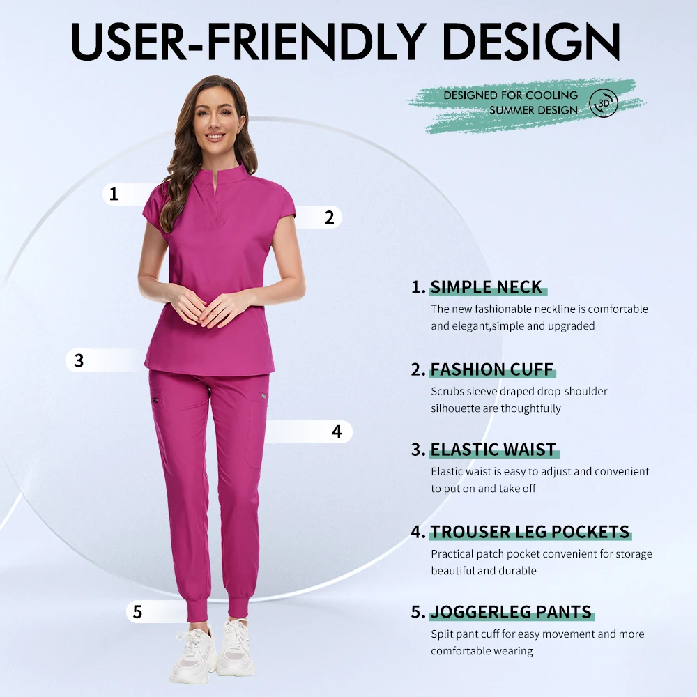 Niaahinn الطبية فرك ممرضة موحدة الحيوانات الأليفة البيطرية التمريض عداء ببطء مجموعة النساء طبيب الأسنان ملابس العمل غرفة العمليات ثوب جراحي