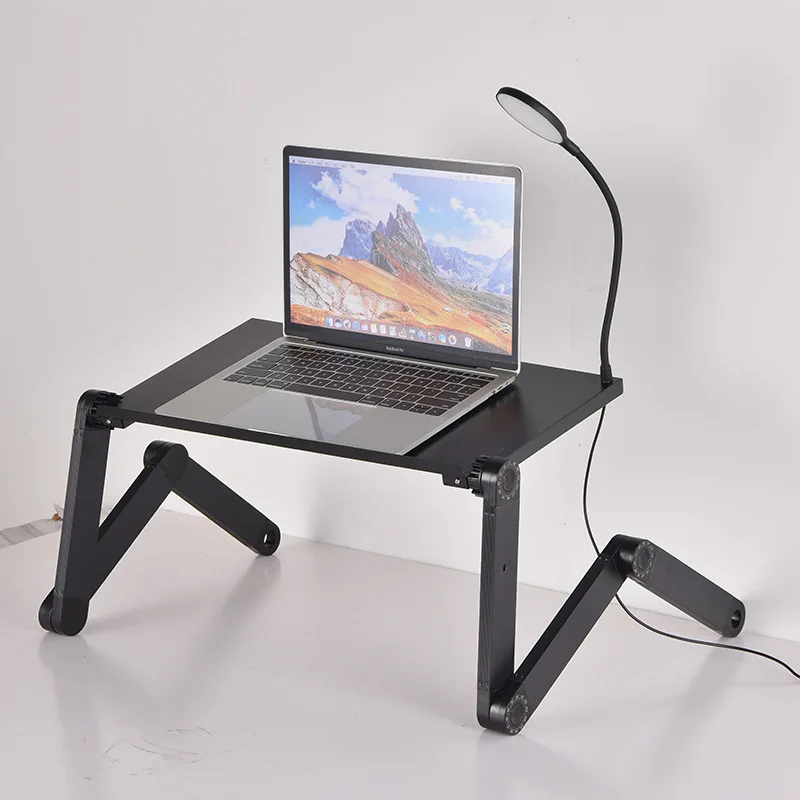 Laptop Bed Tray Desk with LED Desk Lamp, Mouse Pad, Cooling Fan, Adjustable Laptop Stand for Bed Foldable Laptop Table