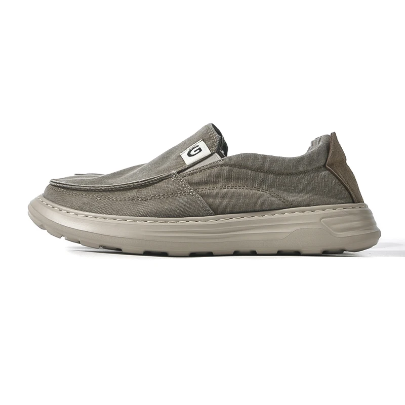 Men's Summer Slip-On Shoes Anti-Slip Breathable Casual Lazy One-Step Fashionable Garage Man round Toe Mixed Material Sneakers