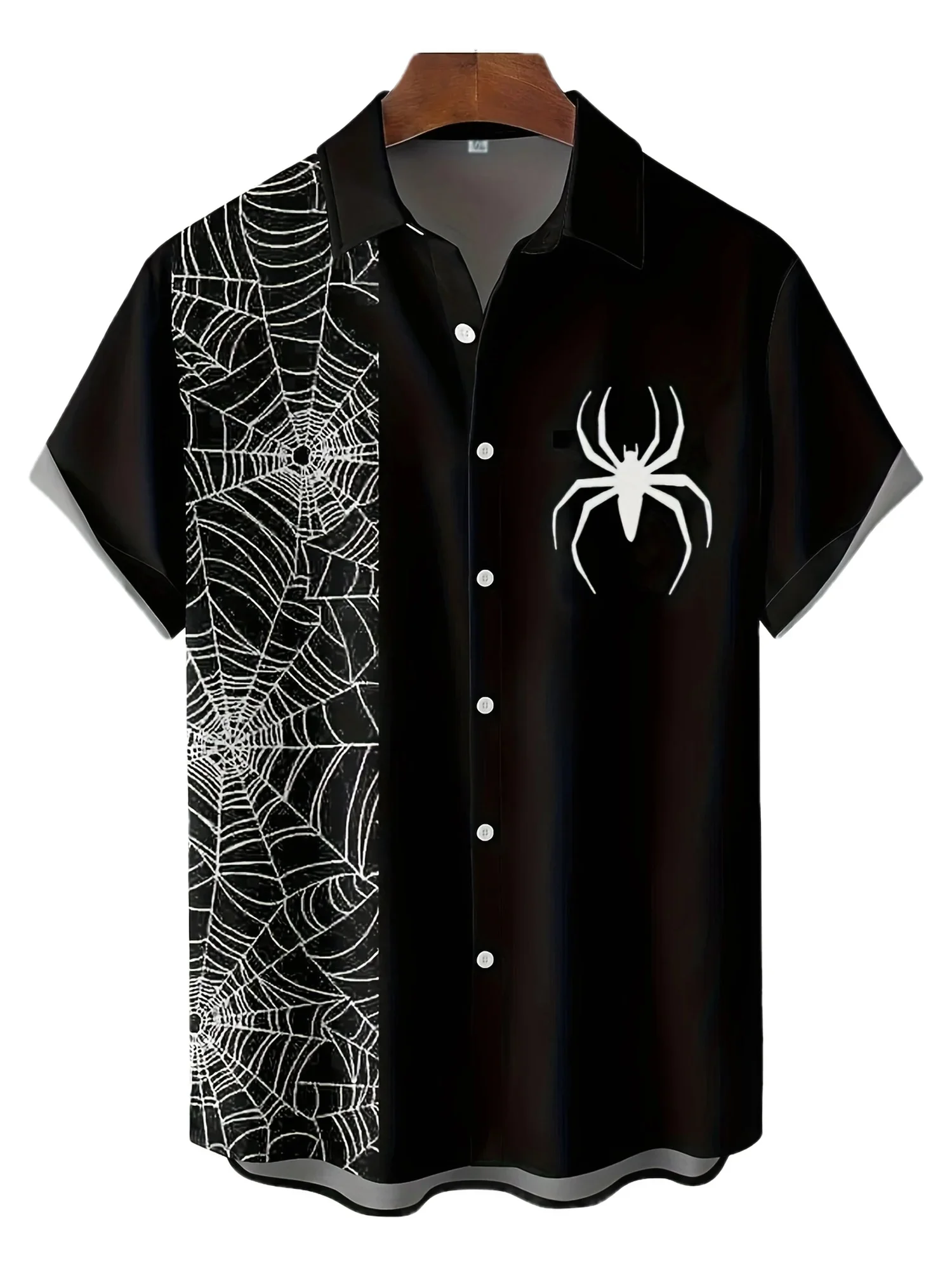 2026 Summer New Multi Style Hawaiian Shirts For Men Halloween Spider Graphic Print Short Sleeve Aloha Loose Casual Camisa