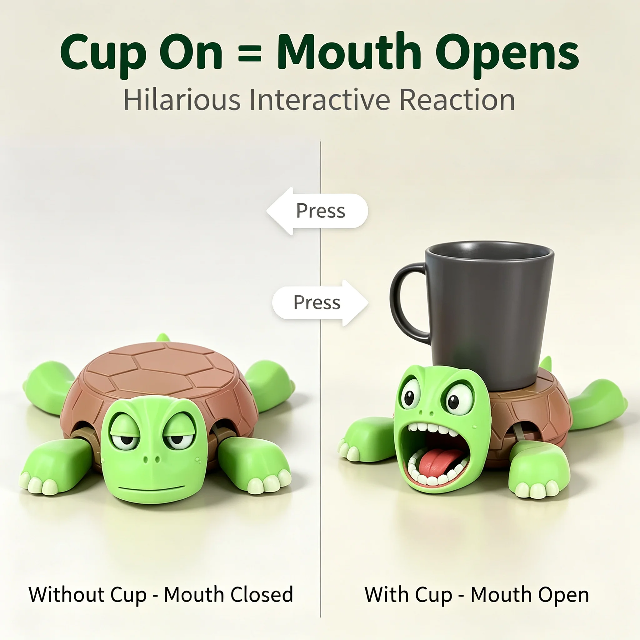 Funny Turtle Coaster Prank Toy Gravity Induction Squeeze Deformation Desktop Ornament Stress Relief Gift