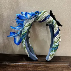 Knotted Headbands For Women Straw Headband Lafite Knotted Headbands Boho Wide Headbands Fashion Knot Hair Hoop